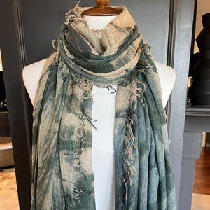 New Auth Chan Luu Marble Print Sequins Cashmere Silk Scarf- Botanical Ga…